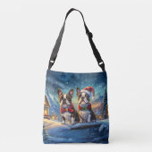 Ontwerp van de Boston Terriers vakantie door Rich  Crossbody Tas (Achterkant)