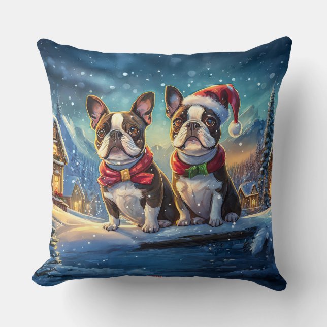 Ontwerp van de Boston Terriers vakantie door Rich  Kussen (Voorkant)