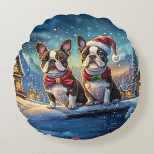 Ontwerp van de Boston Terriers vakantie door Rich  Rond Kussen