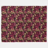 Ontwerp van de Bourgogne- en Gold-leopard-reeks 12 Fleece Deken (Voorkant (Horizontaal))