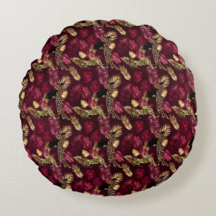 Ontwerp van de Bourgogne- en Gold-leopard-reeks 12 Rond Kussen