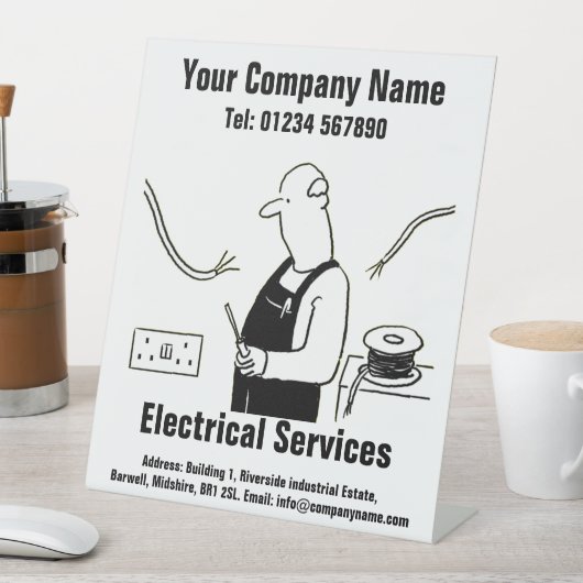 Ontwerp van de Cartoon Elektrische Diensten Reclamebord Met Voetstuk (Insitu)