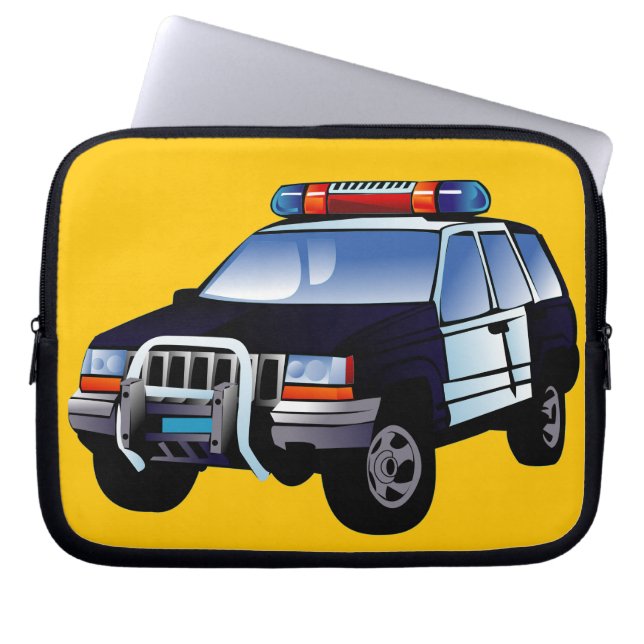 Ontwerp van de Cartoon van de politieauto van de s Laptop Sleeve (Voorkant)