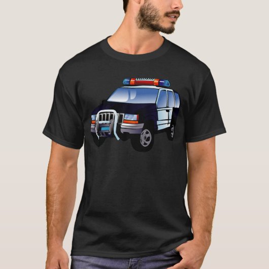Ontwerp van de Cartoon van de politieauto van de s T-shirt (Voorkant)