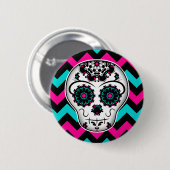 Ontwerp van de chevron-strepen van de schedel ronde button 5,7 cm (Voorkant /achterkant)