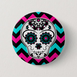 Ontwerp van de chevron-strepen van de schedel van  ronde button 5,7 cm