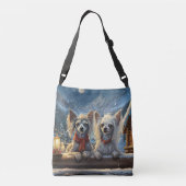 Ontwerp van de Chinese Crested Holiday van Rich AM Crossbody Tas (Achterkant)