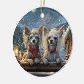Ontwerp van de Chinese Crested Holiday van Rich AM Keramisch Ornament (Links)