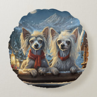Ontwerp van de Chinese Crested Holiday van Rich AM Rond Kussen