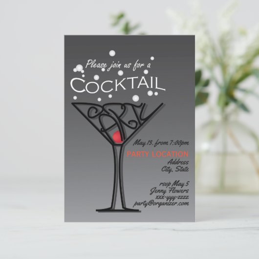 Ontwerp van de cocktailparty-uitnodiging kaart (Staand voorkant)