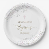 ontwerp van de confetti glitter Baptisme Papieren Bordje (Voorkant)