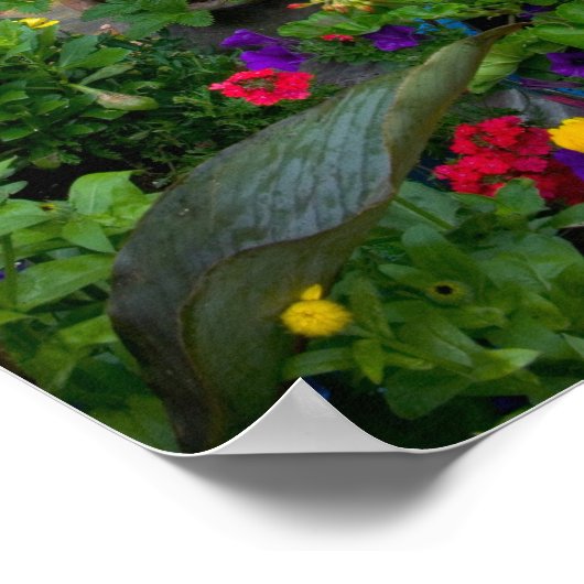 Ontwerp van de Containertuin met blauwe stoel in o Poster (Hoek)