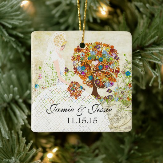 Ontwerp van de eerste kerstboom van Blonde Birde Keramisch Ornament (Boom)