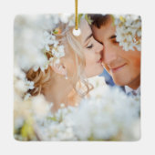 Ontwerp van de eerste kerstboom van Blonde Birde Keramisch Ornament (Achterkant)