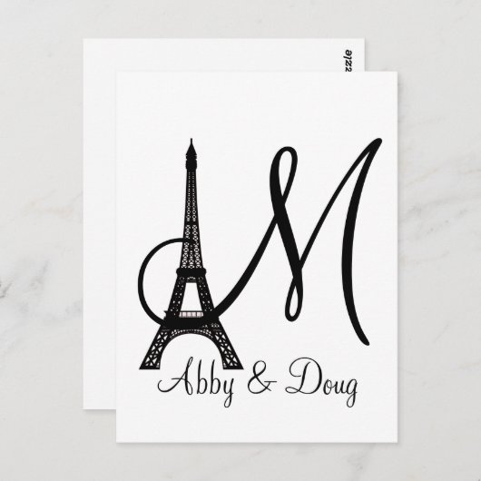 Ontwerp van de Eiffeltower voor DIY Monogram Briefkaart (Voorkant / Achterkant)
