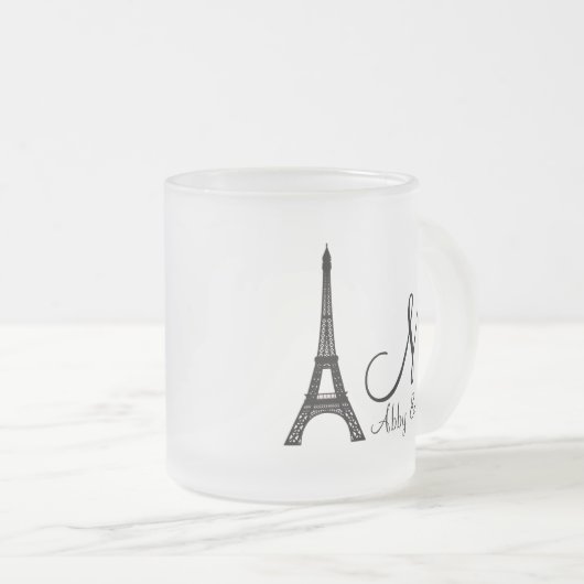 Ontwerp van de Eiffeltower voor DIY Monogram Matglas Koffiemok (Voorkant rechts)