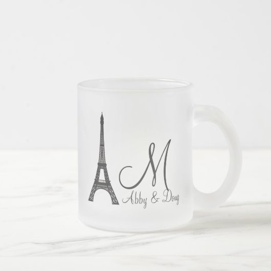 Ontwerp van de Eiffeltower voor DIY Monogram Matglas Koffiemok (Rechts)