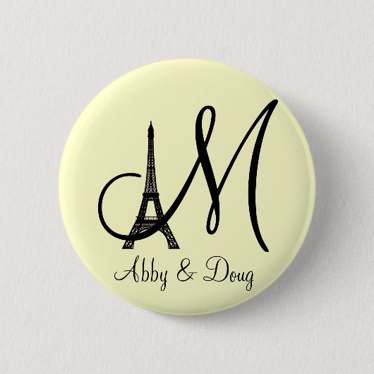 Ontwerp van de Eiffeltower voor DIY Monogram Ronde Button 5,7 Cm (Voorkant)