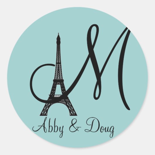 Ontwerp van de Eiffeltower voor DIY Monogram Ronde Sticker (Voorkant)