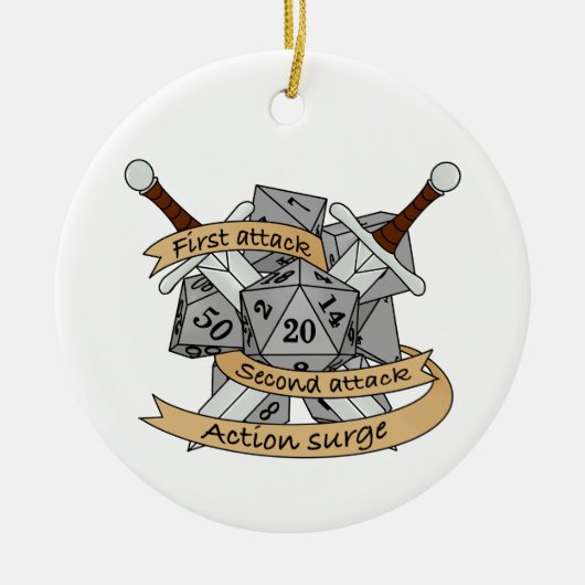 Ontwerp van de Fighter Dice Keramisch Ornament (Voorkant)