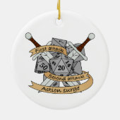 Ontwerp van de Fighter Dice Keramisch Ornament (Achterkant)