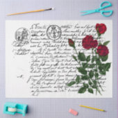 Ontwerp van de Franse handschrift- en rode rozenre Tissuepapier (Craft)
