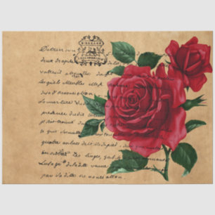 Ontwerp van de Franse handschrift- en rode rozenre Tissuepapier