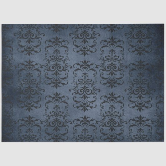Ontwerp van de Gothic Blue Damask-reeks 11 Tissuepapier (Voorkant)