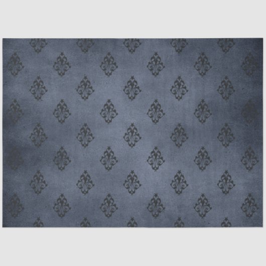 Ontwerp van de Gothic Blue Damask-reeks 7 Tissuepapier (Voorkant)