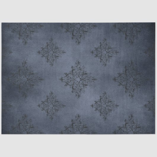 Ontwerp van de Gothic Blue Damask-reeks 8 Tissuepapier (Voorkant)