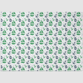 Ontwerp van de groene en Navy Nautical Series 10 Tissuepapier