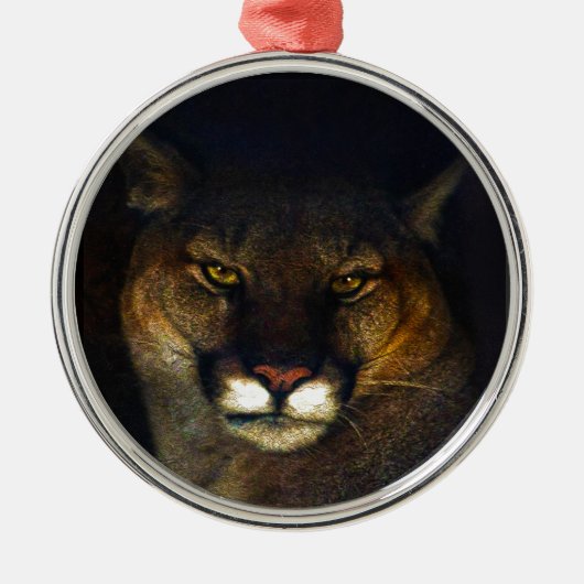 Ontwerp van de grote kat Cougar Mountain Lion Metalen Ornament (Voorkant)