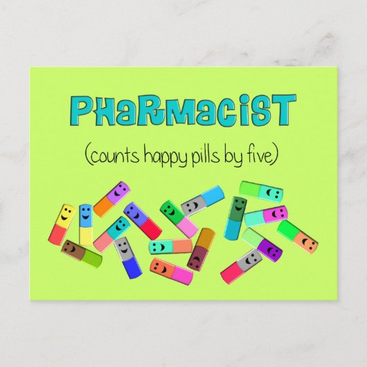 Ontwerp van de "Happy Pills"-apotheek Briefkaart (Voorkant)