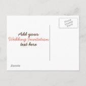 Ontwerp van de huwelijksuitnodiging uitnodiging briefkaart (Achterkant)