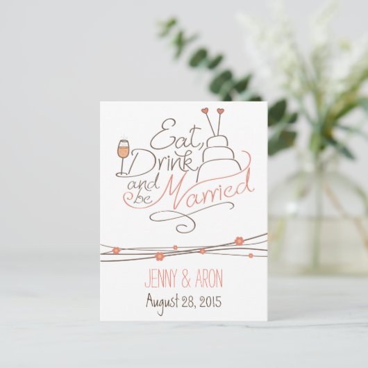 Ontwerp van de huwelijksuitnodiging uitnodiging briefkaart (Staand voorkant)