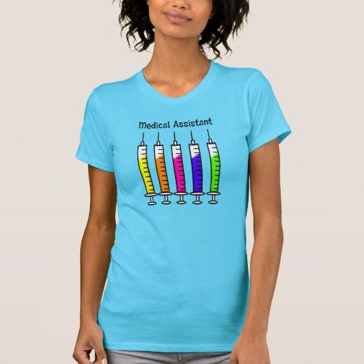 Ontwerp van de injectiespuit voor medisch assisten t-shirt (Voorkant)