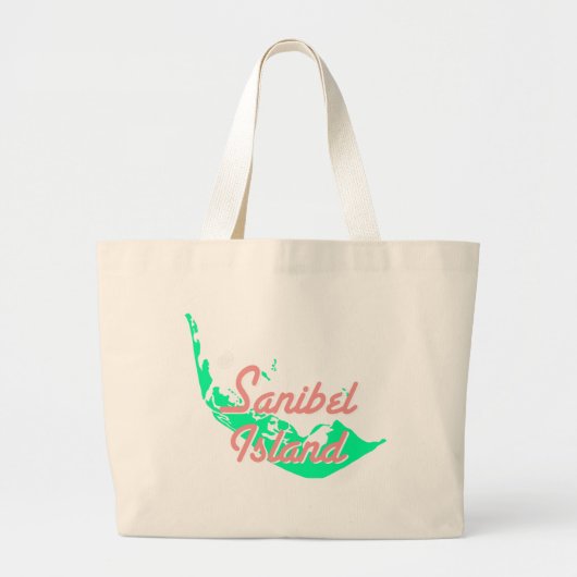 Ontwerp van de kaart van Sanibel Island Grote Tote Bag (Voorkant)