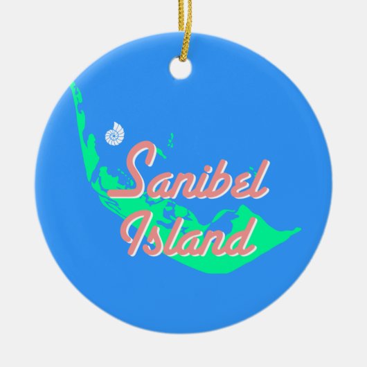 Ontwerp van de kaart van Sanibel Island Keramisch Ornament (Voorkant)