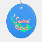 Ontwerp van de kaart van Sanibel Island Keramisch Ornament (Links)