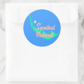 Ontwerp van de kaart van Sanibel Island Ronde Sticker (Tas)