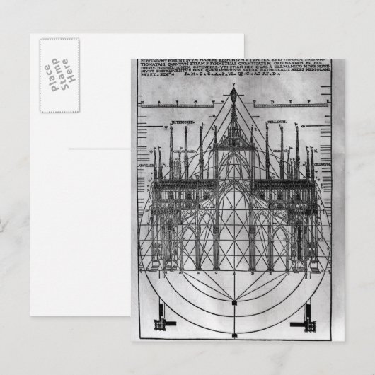 Ontwerp van de kathedraal van Milaan Briefkaart (Voorkant / Achterkant)