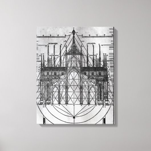 Ontwerp van de kathedraal van Milaan Canvas Afdruk (Voorkant)