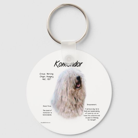 Ontwerp van de Komondor-geschiedenis Sleutelhanger (Voorkant)