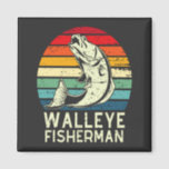 ontwerp van de kustvisserij van de walleye Squa Magneet<br><div class="desc">Walleye visser koelt  visontwerp  Funny Gifts Square Magnet Classic Collectie.</div>