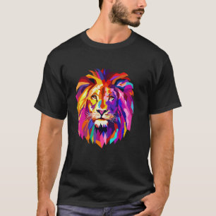 Ontwerp van de leeuwenkop met heldere kleuren t-shirt