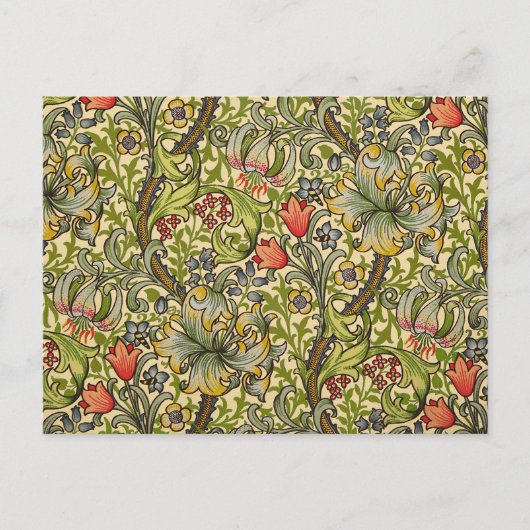 Ontwerp van de Lelie van William Morris het Gouden Briefkaart (Voorkant)