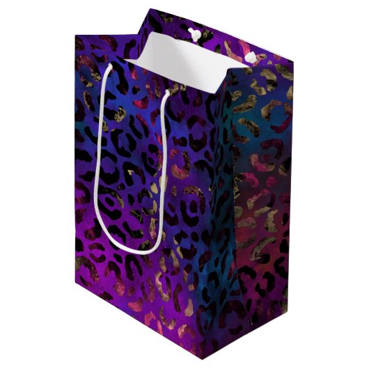 Ontwerp van de Leopard-schilderreeks 16 Medium Cadeauzakje (Voorkant Gekanteld)