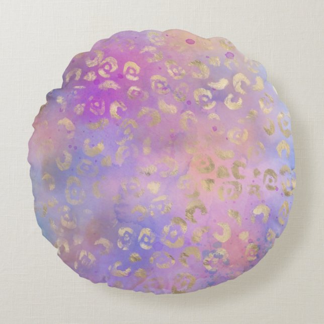 Ontwerp van de Leopard-schilderreeks 8 Pouf Rond Kussen (Voorkant)