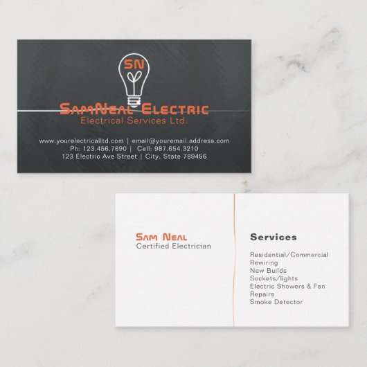 Ontwerp van de logo van de lightlamp van de elektr visitekaartje (Voorkant / Achterkant)