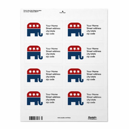 Ontwerp van de Logo van GOP-olifanten Etiket (Full Sheet)